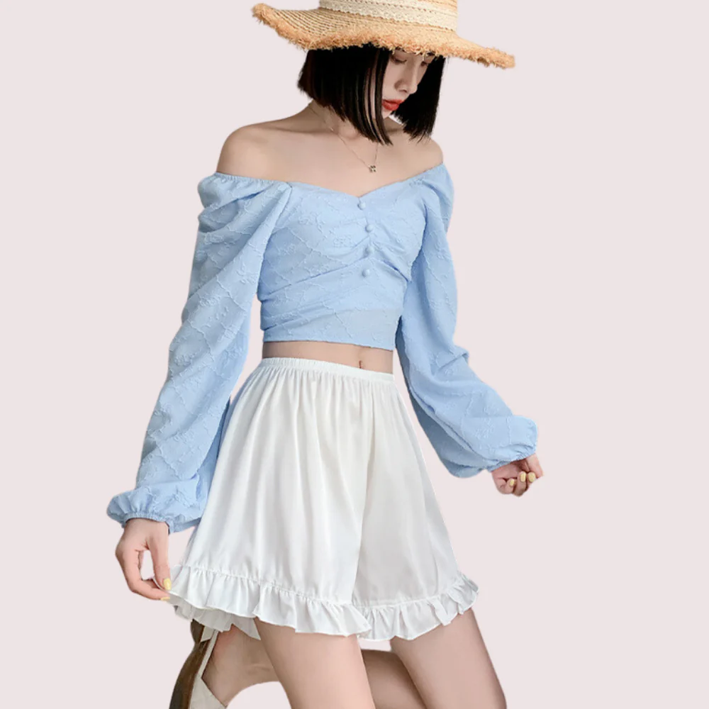 Women Ruffles Satin Faux Silk French Underwear image 2