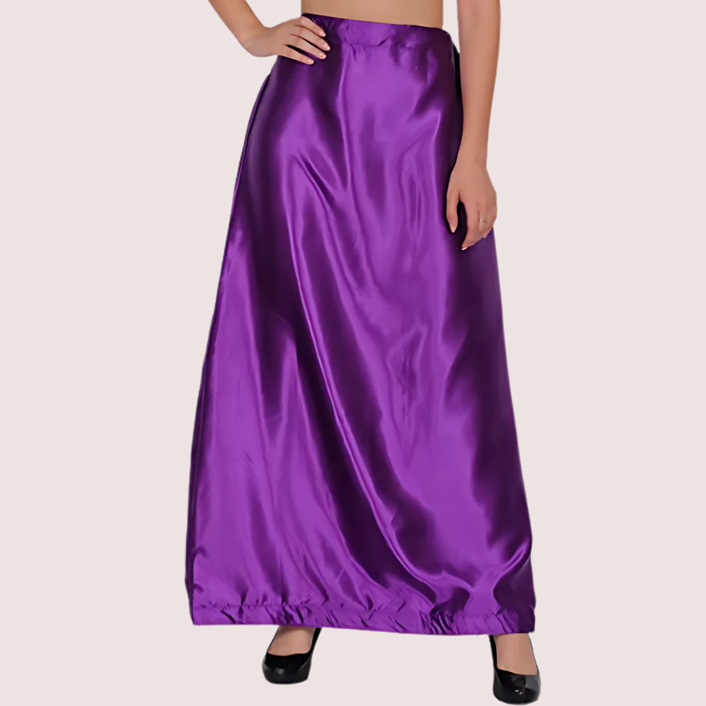Ladies Glossy silk Underskirt Combo Pack of 2 Orange Purple. image 2