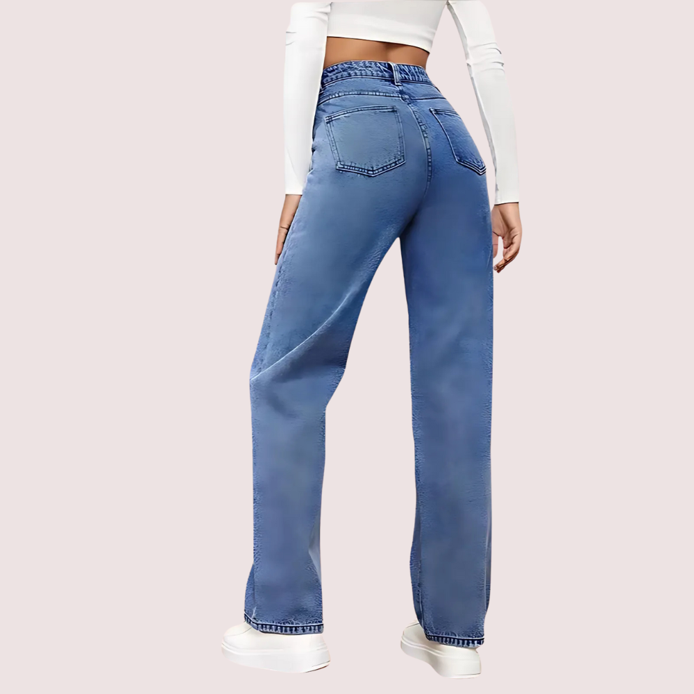 High Waisted Washed Straight Leg Jeans for Women image 3