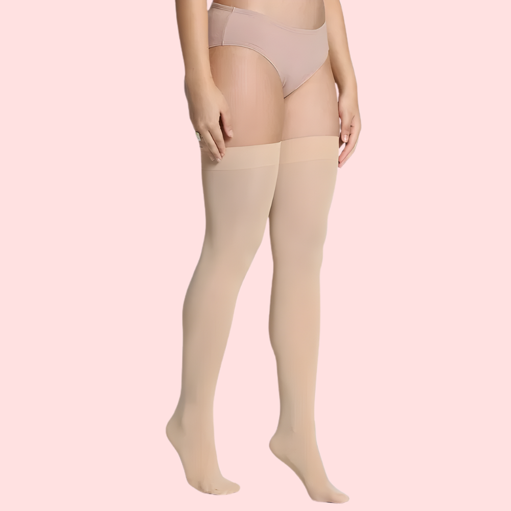 Classic Duo Thigh-High Stockings (Black + Nude) – Pack of 2 image 2