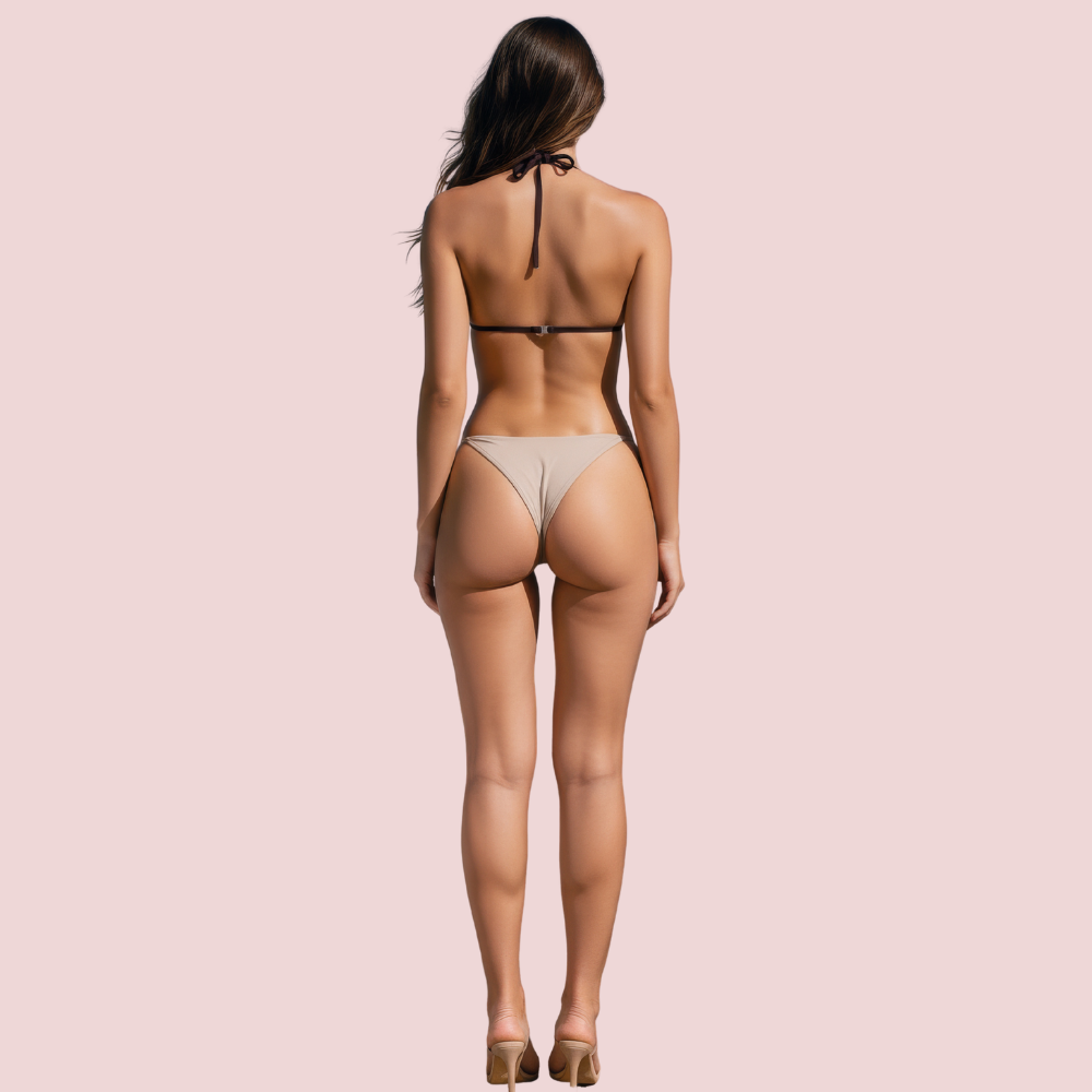 Classic Halter Triangle Bikini Topa in Deep Espresso Brown (Top Only) image 2