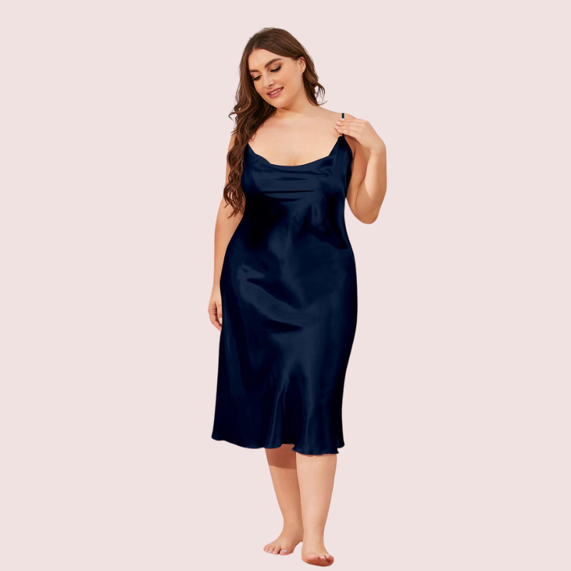 Glamour Satin Cowl Dress – Plus Size image 3