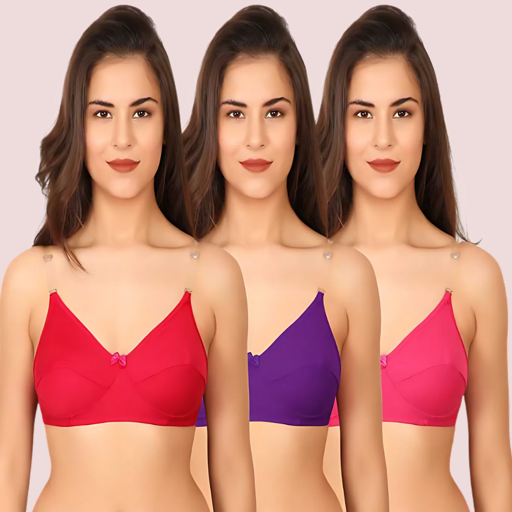 3 Pairs Clear Transparent Back Regular Bras image 4