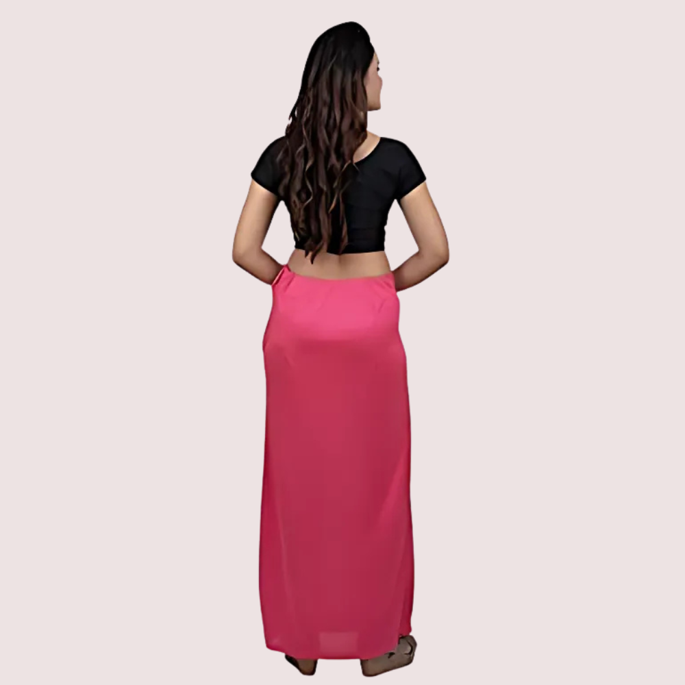 Ladies Glossy silk saree's Pink Petticoat image 2