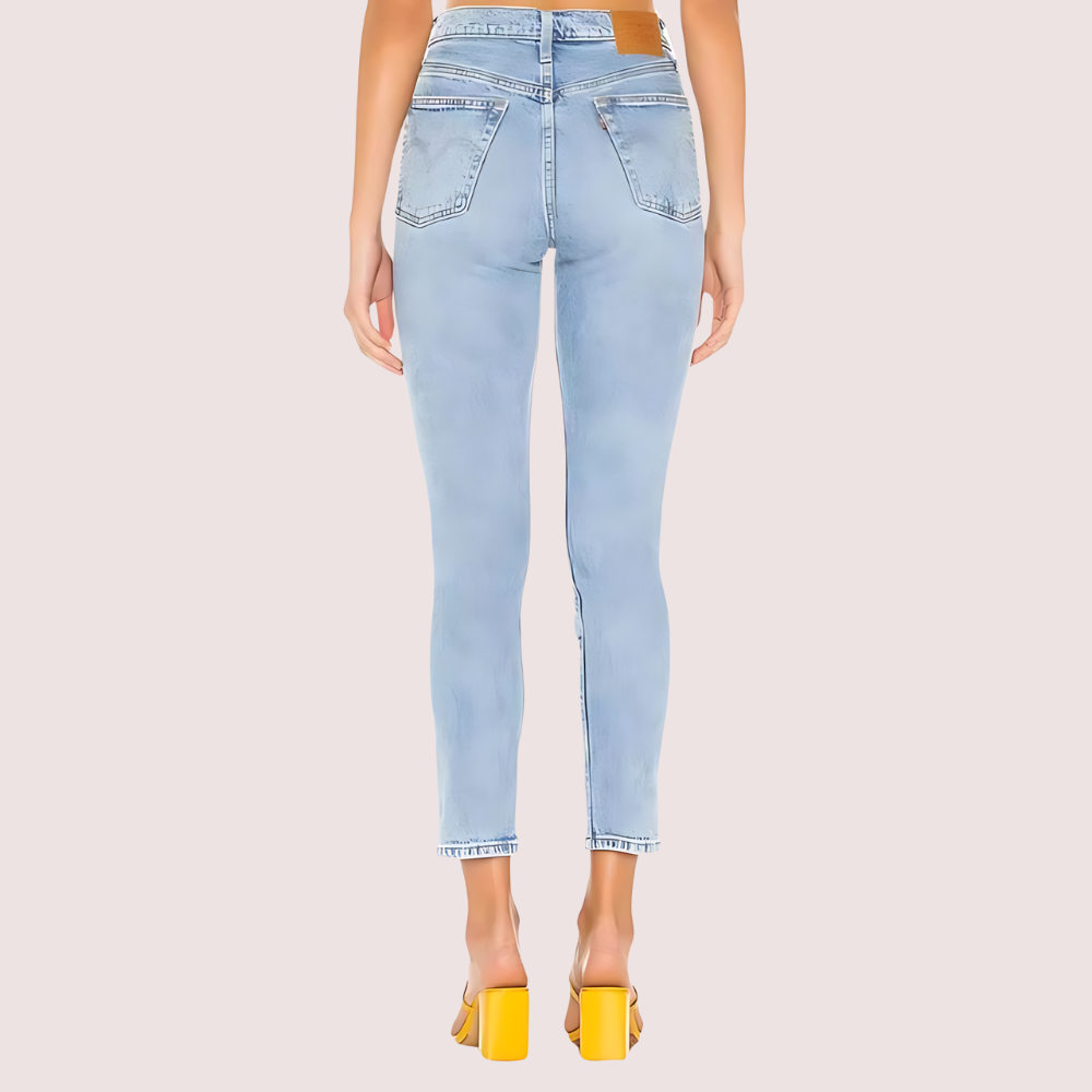 Chic Blue High Rise Skinny Jeans with Low Stretch image 3