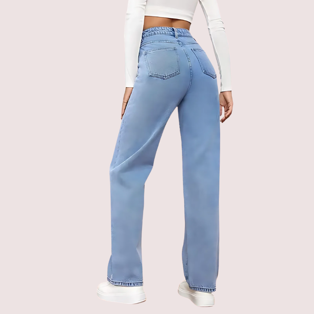 Women's Fashionable Washed High Waist Straight Jeans image 3