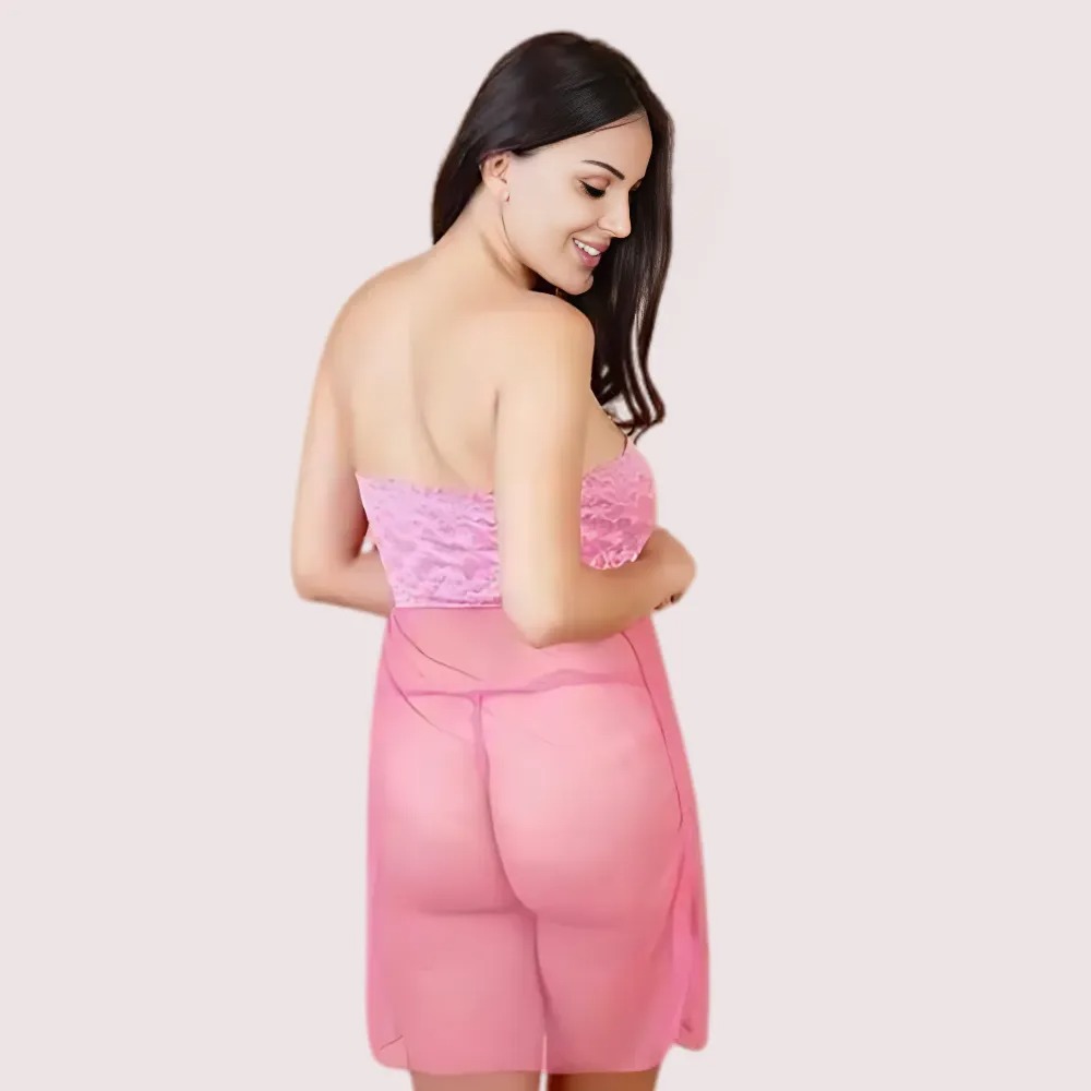 Pink Lace & Sheer Seduction Babydoll image 2