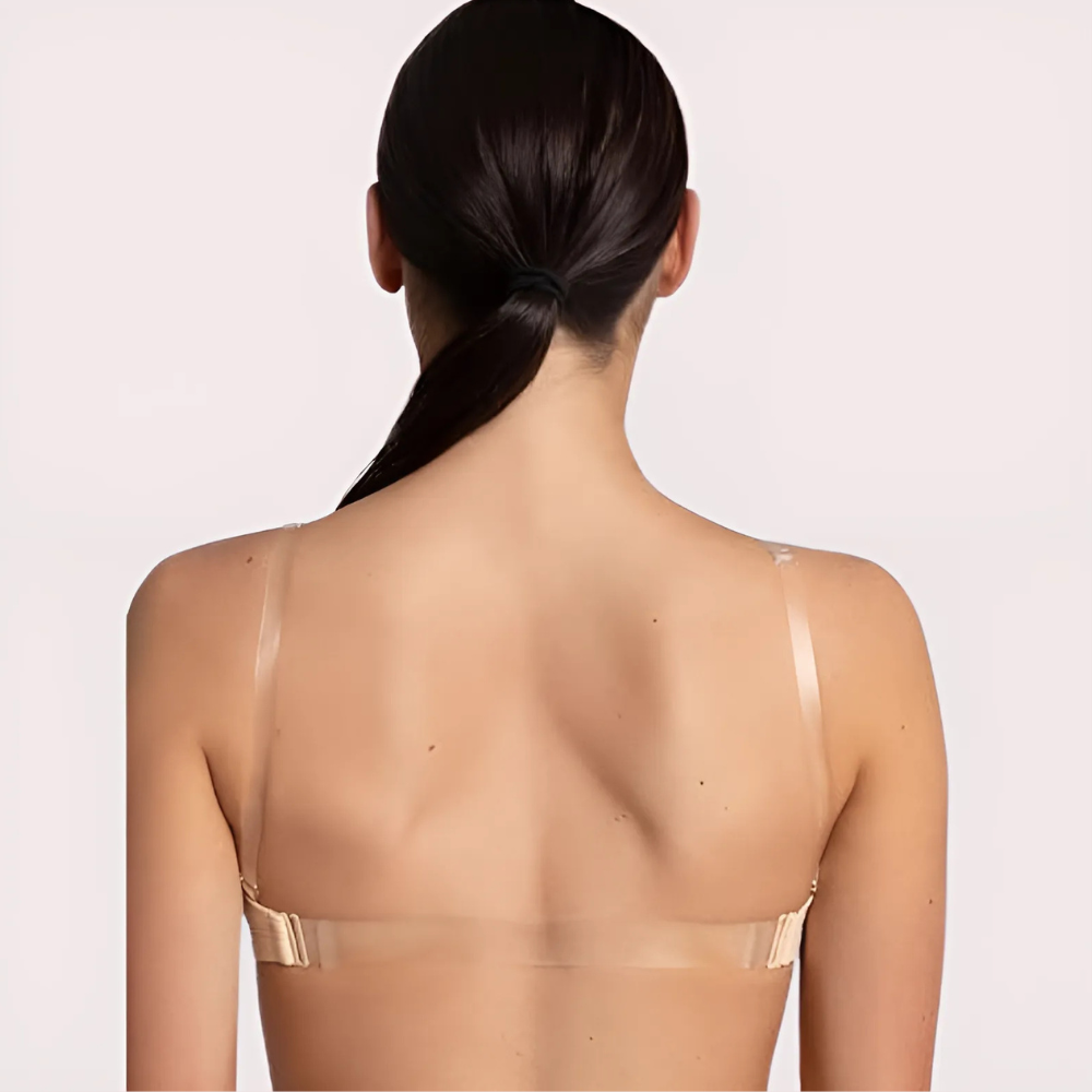 Sexy Tube Bandeau Bra with Transparent Straps in Nude image 3
