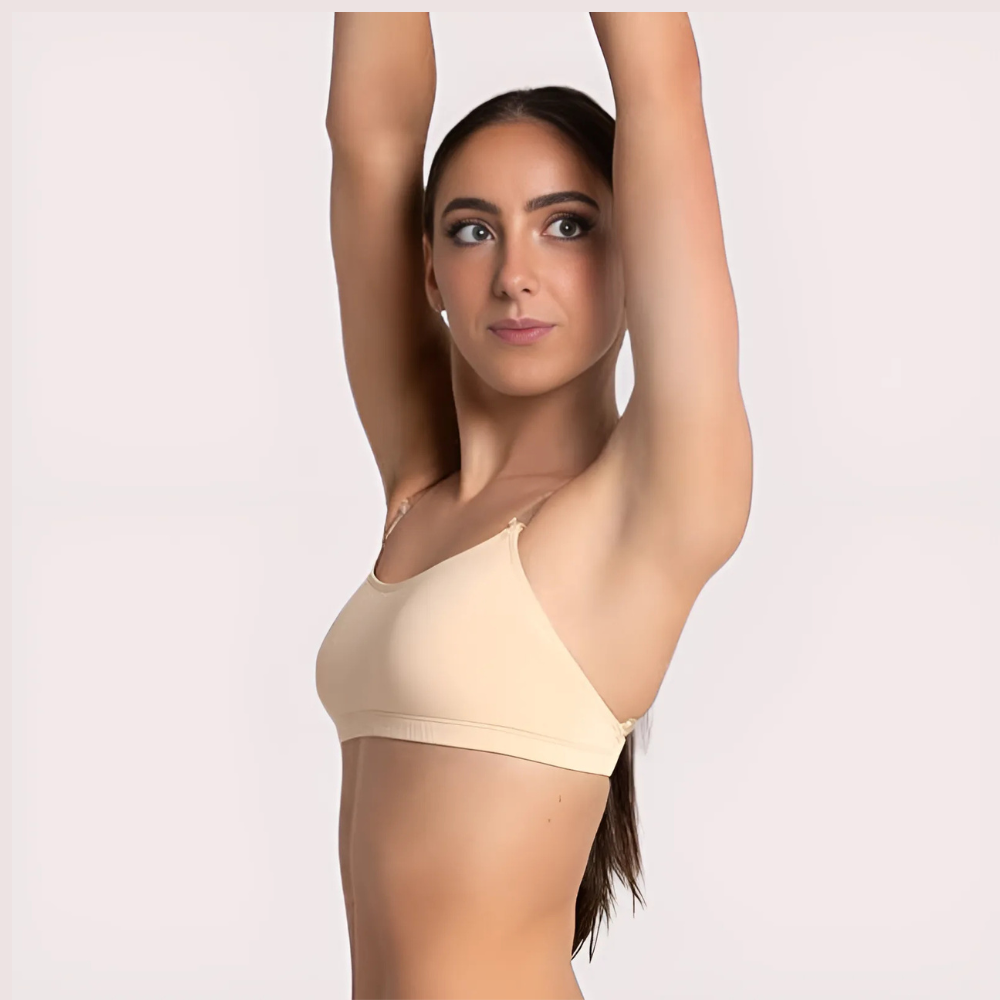 Sexy Tube Bandeau Bra with Transparent Straps in Nude image 2