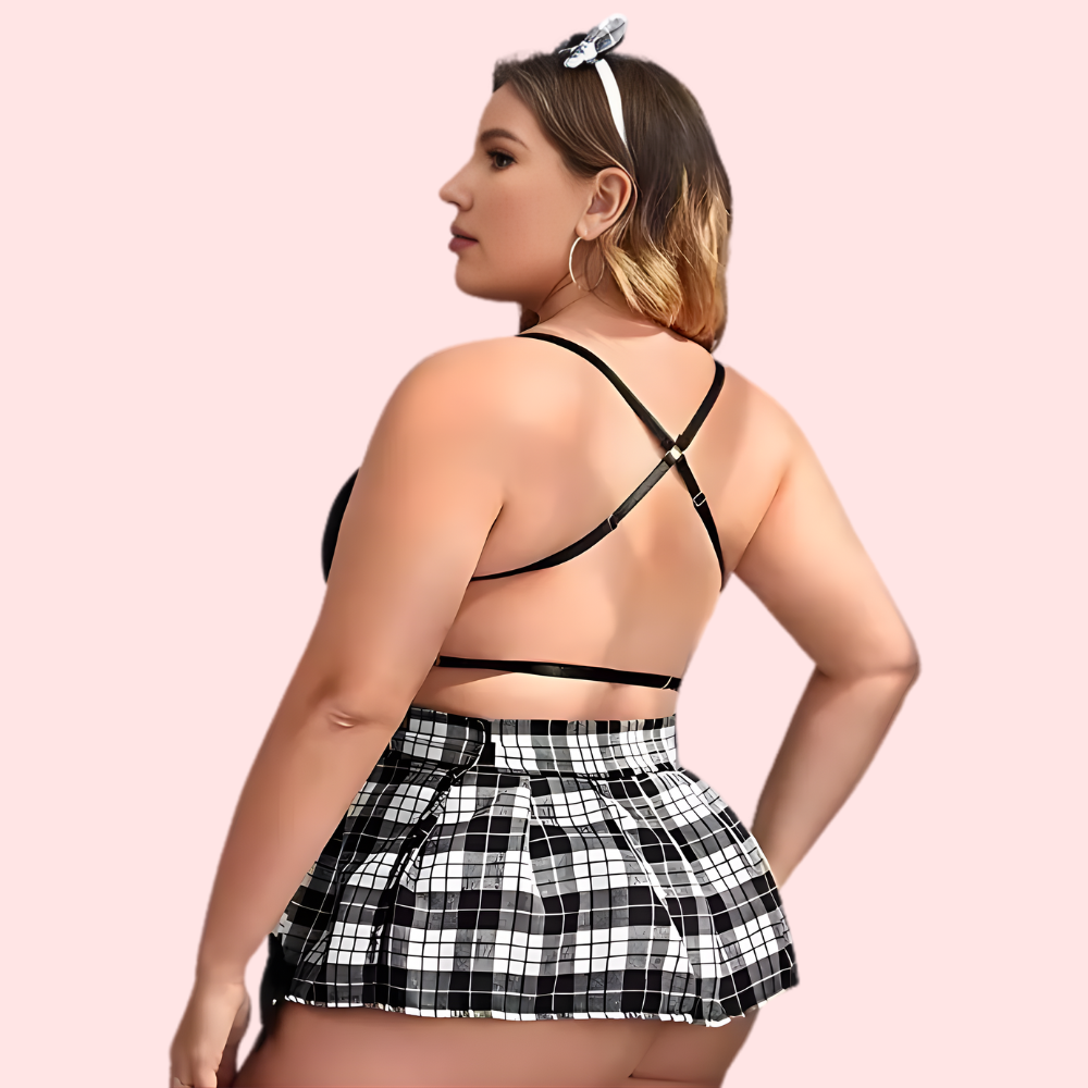 French Daina Schoolgirl Roleplay Costumes with Luxury Panty Gift image 2