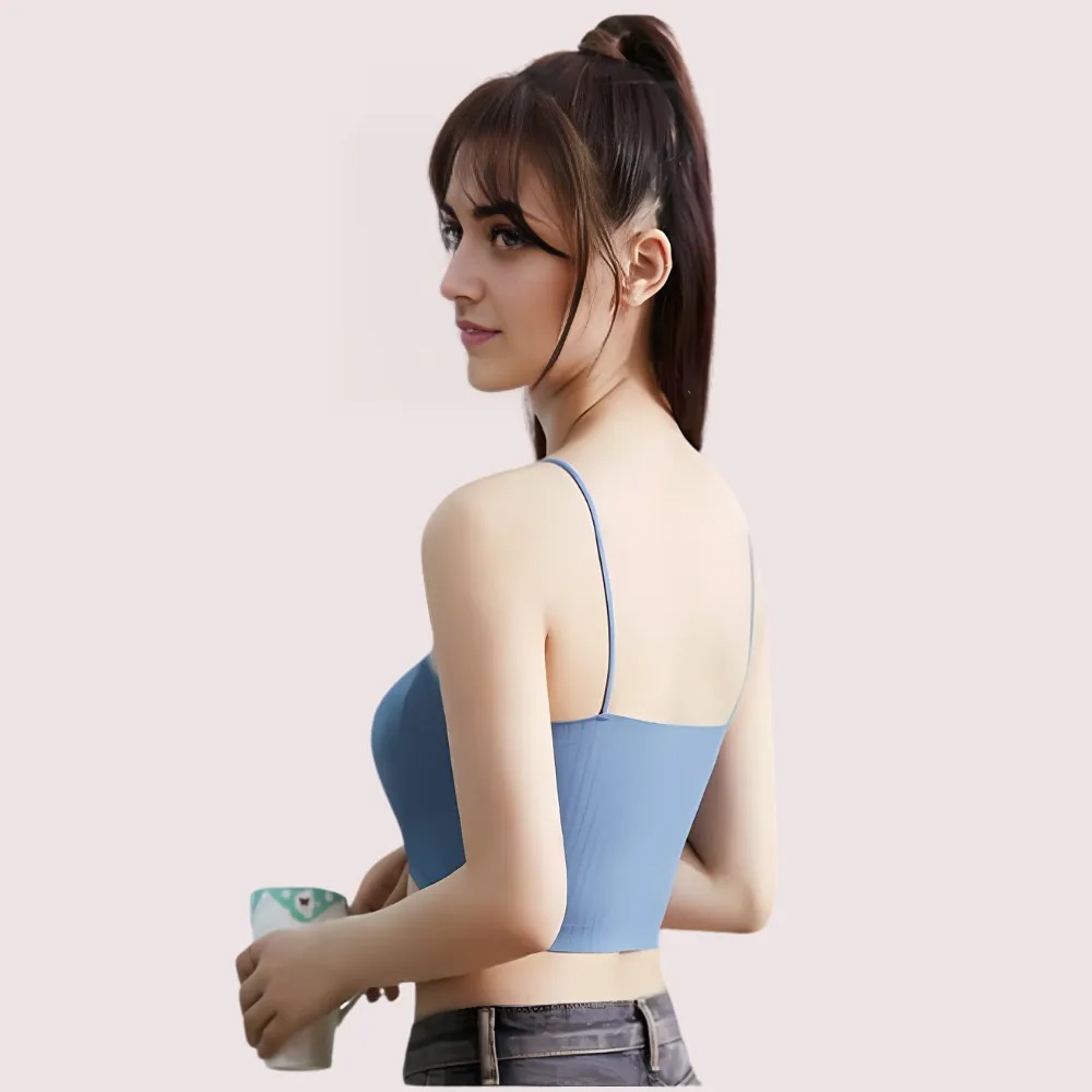 2 Pack seamless padded crop top bra image 3