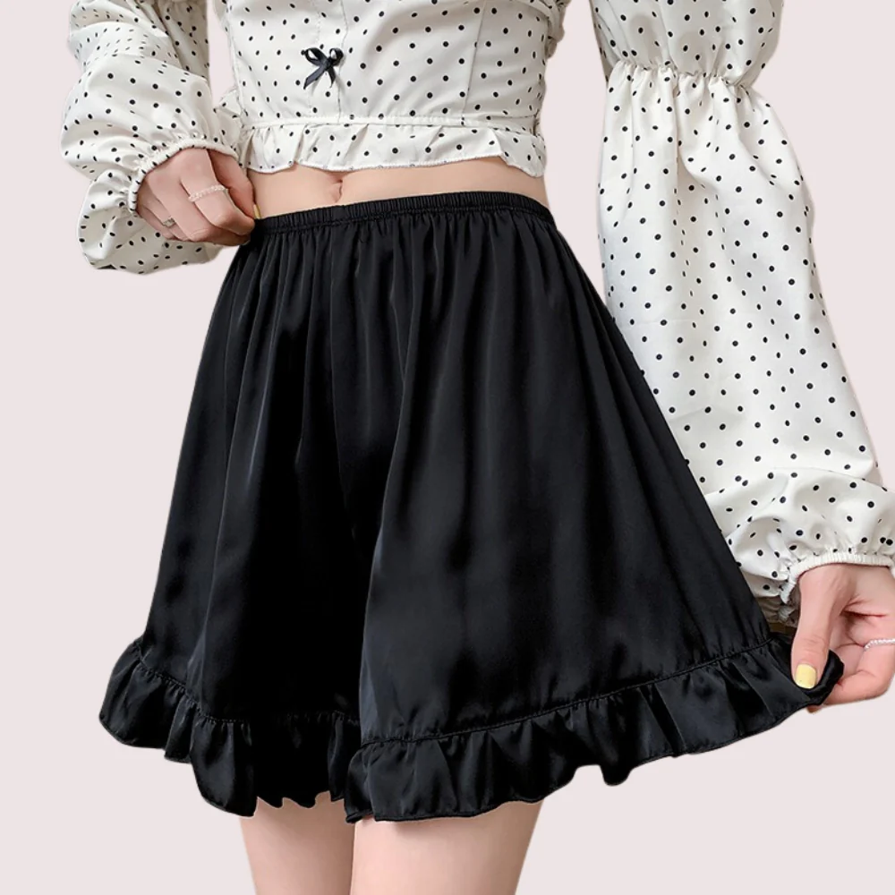 Women Ruffles Satin Faux Silk French Underwear image 4