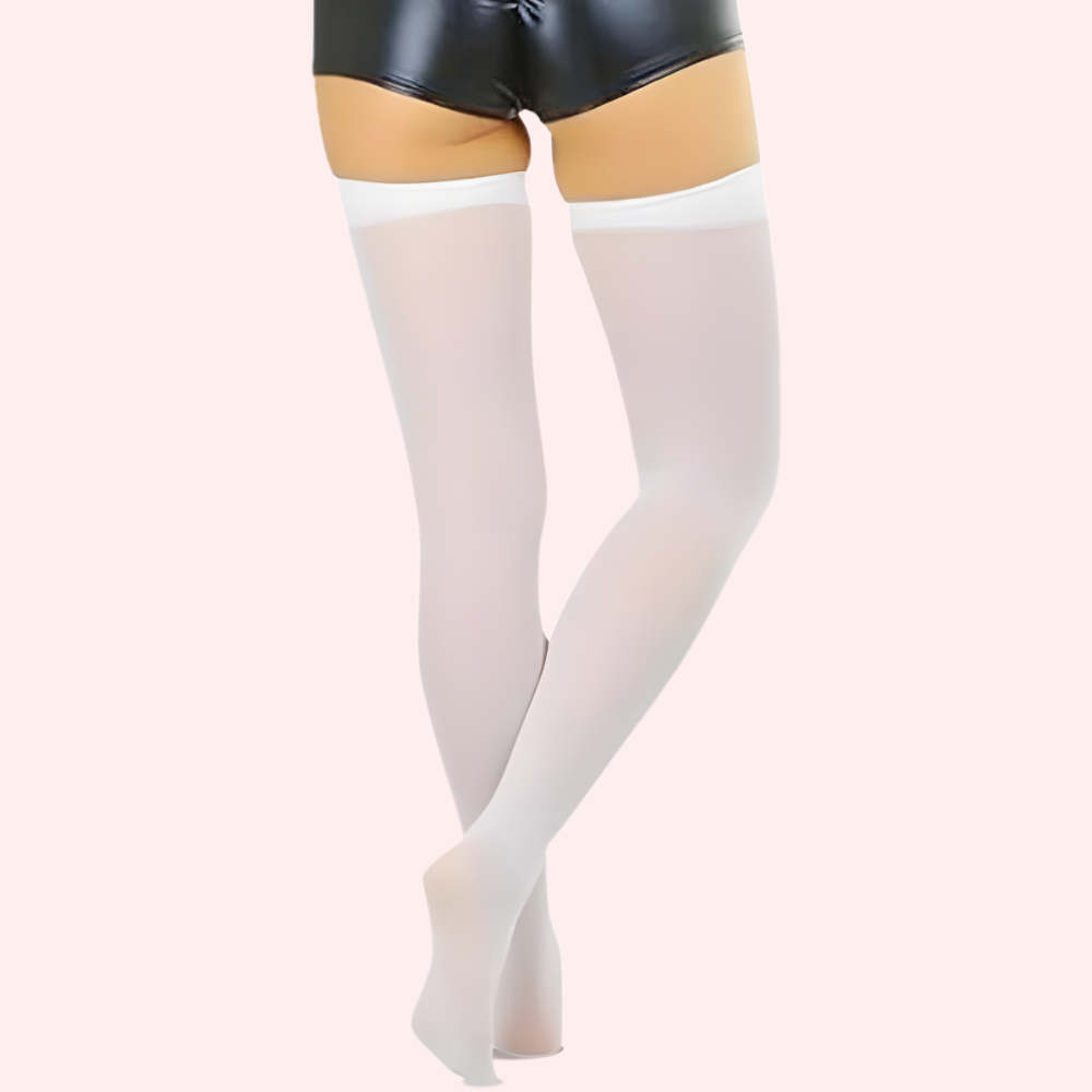 Classic Opaque Thigh-High Stockings Pack of 2 – Black & White Stay-Up Hosiery image 4