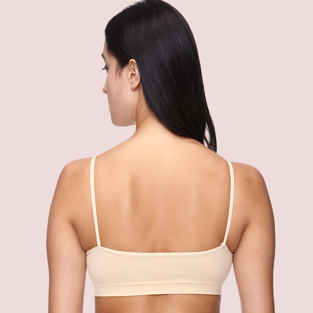 "Comfort" Beige Thin Straps Sports Bra image 2