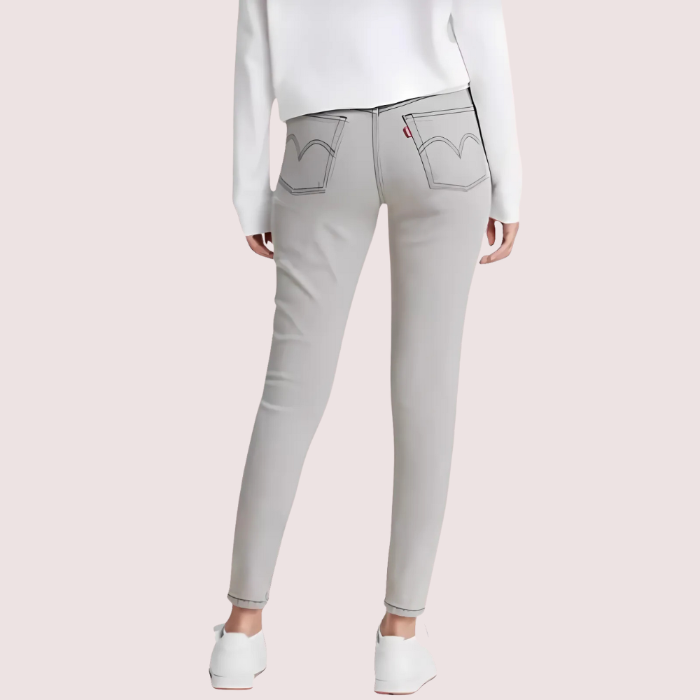 High Rise Skinny Jeans in Gray with Low Stretch image 2