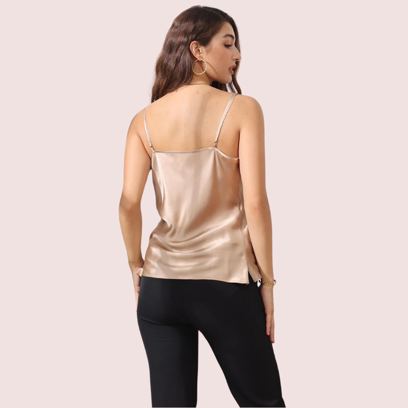 Stylish Cowl Neck Silk Camisole Tank Top image 2