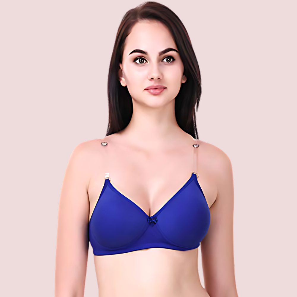 Blue Transparent Strap Bra