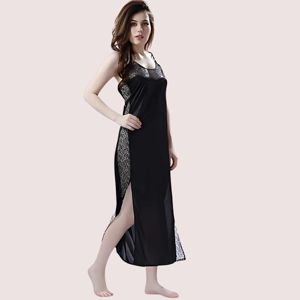 Elegant Lace Seductive Black Nightgown image 3
