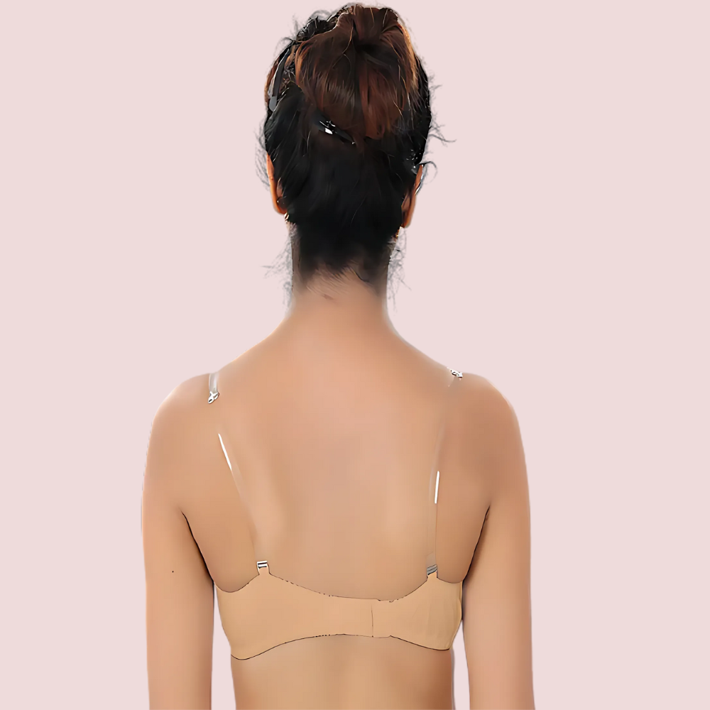 ♥Cool Creamy Transparent Strap Bra(Pk Of 2) image 2