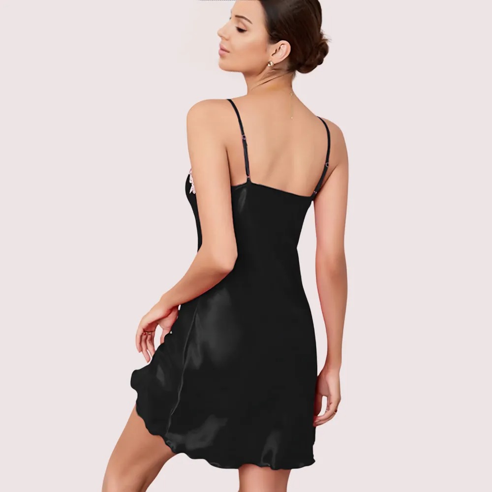 100% Silk Satin lace trim baby doll Lingerie image 3