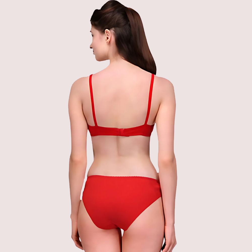 Comfy Red Cotton Everyday Bra Panty Set image 2