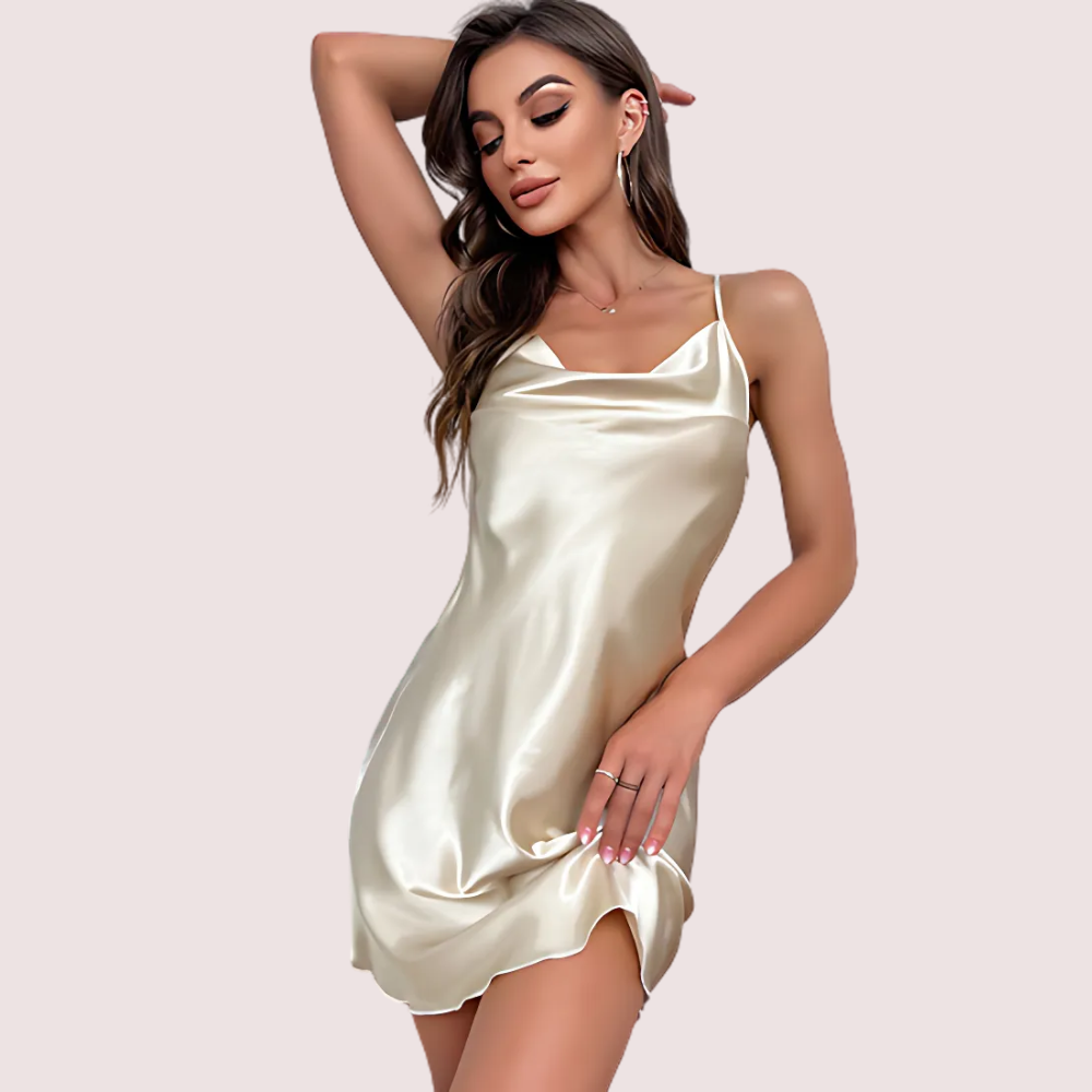 100% Pure silk satin cowl neck nightwear image 2