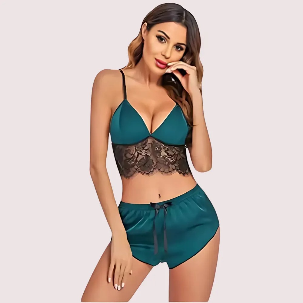 Soft Satin Sleep Sets with Lace Accents image 2