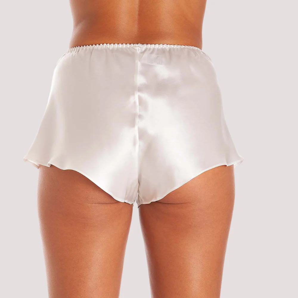 French Elegance Knickers in White Silk Satin image 3