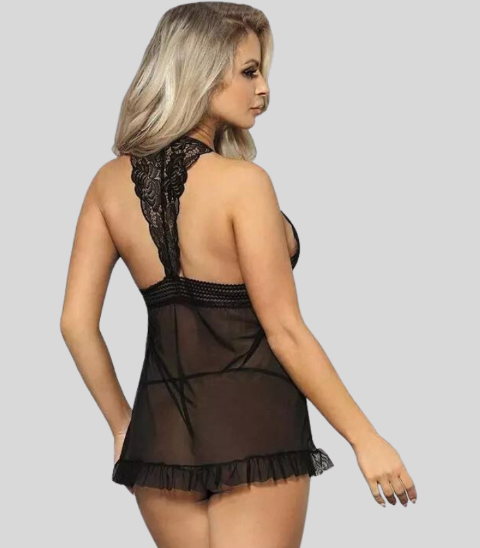 Seductive Lace Babydoll Mini Nightwear Dress image 3